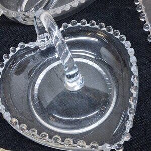 Vintage Inperial Candlewick heart shaped glass trinket or candy dish.